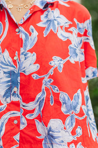 Effortless Poise Red Floral Blouse