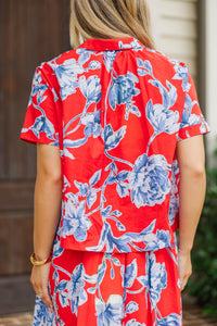 Effortless Poise Red Floral Blouse