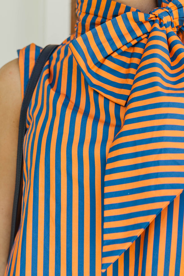 Polished Charm Navy Striped Blouse