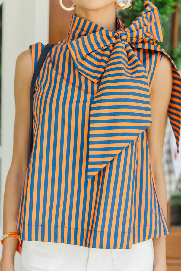 Polished Charm Navy Striped Blouse