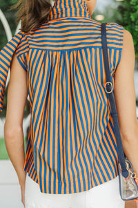 Polished Charm Navy Striped Blouse