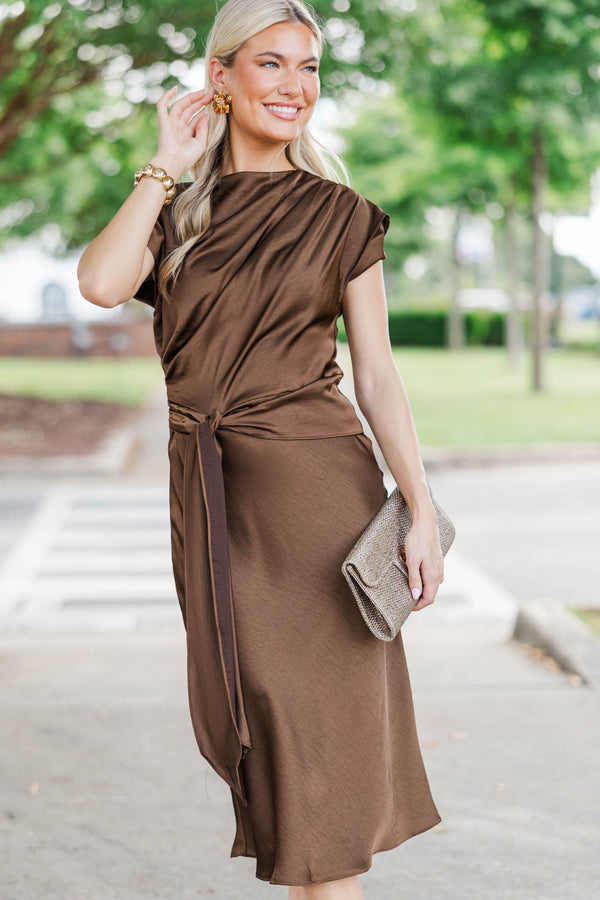 Autumn After Hours Brown Wrap Dress
