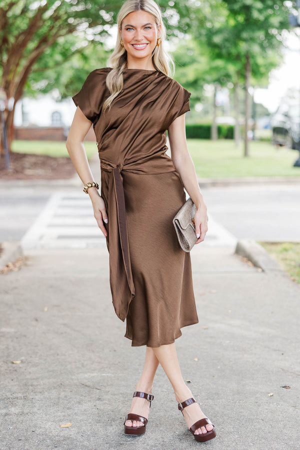Autumn After Hours Brown Wrap Dress