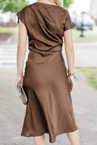 Autumn After Hours Brown Wrap Dress
