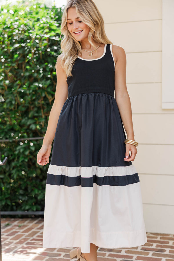 One Of A Kind Black Midi Dress