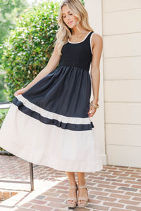 One Of A Kind Black Midi Dress