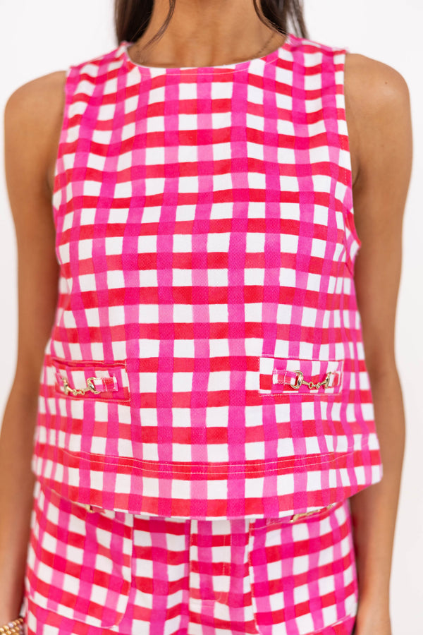 Keep On Going Pink Gingham Blouse
