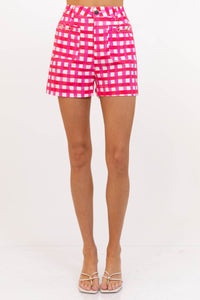 Moment Of Peace Pink Gingham Shorts