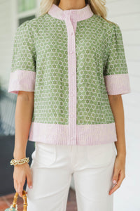 Flower Fields Olive Ditsy Floral Blouse