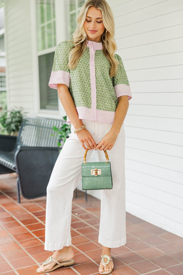 Flower Fields Olive Ditsy Floral Blouse