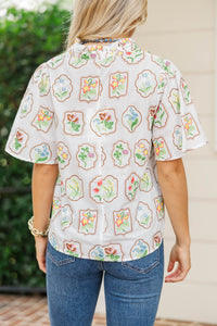 Straight To The Point White Floral Blouse