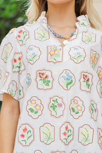 Straight To The Point White Floral Blouse