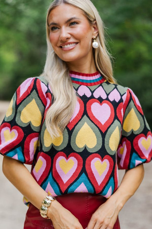 Hard Launch Burgundy Hearts Sweater