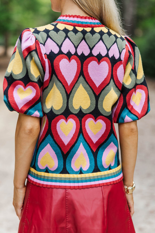 Hard Launch Burgundy Hearts Sweater