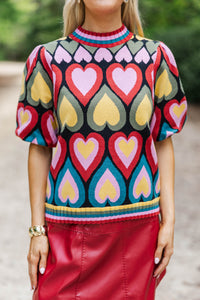 Hard Launch Burgundy Hearts Sweater