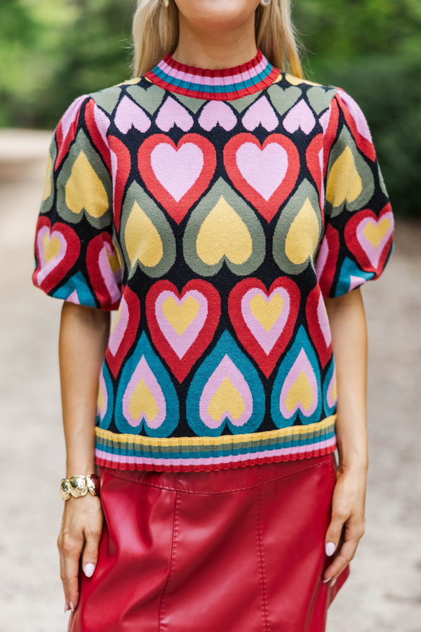 Hard Launch Burgundy Hearts Sweater