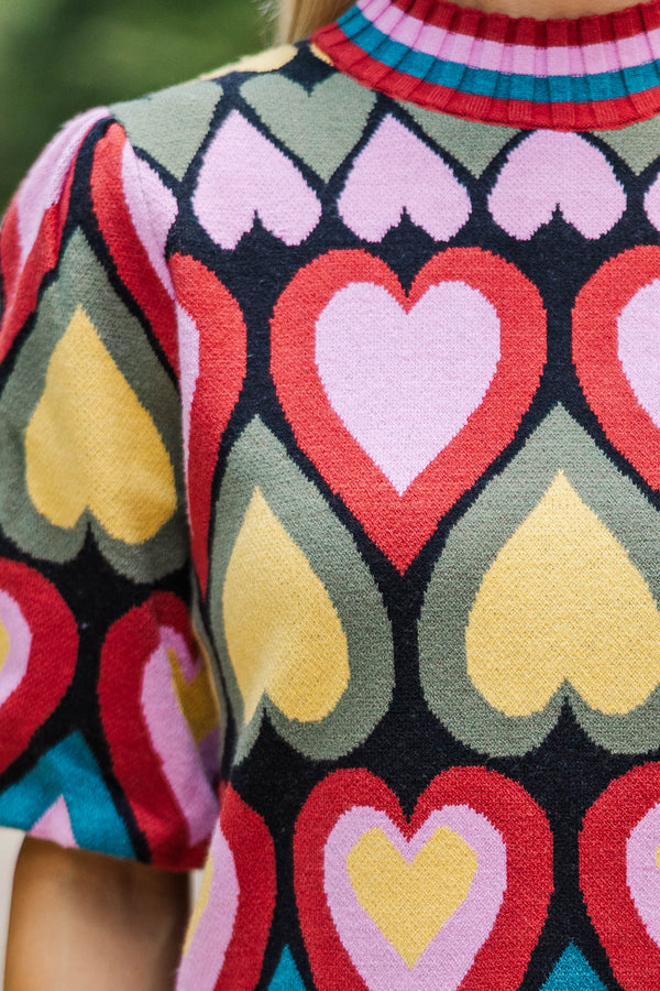 Hard Launch Burgundy Hearts Sweater