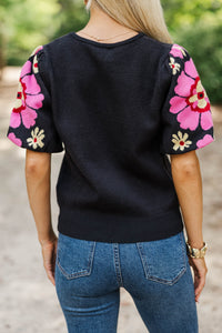 Beautiful Living Black Floral Sweater