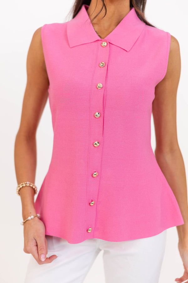 Fate: Off The Cuff Pink Collared Tank