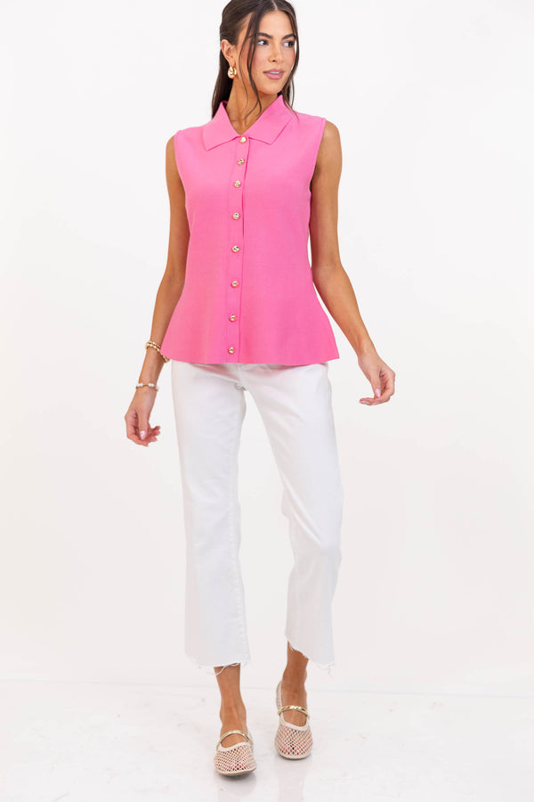 Fate: Off The Cuff Pink Collared Tank