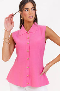 Fate: Off The Cuff Pink Collared Tank