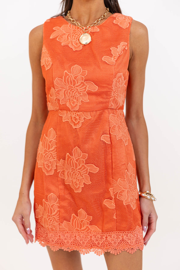Just Flourishing Rust Textured Dress