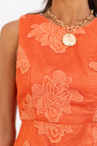 Just Flourishing Rust Textured Dress