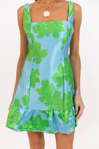 Rooted In Joy Blue Brocade Dress
