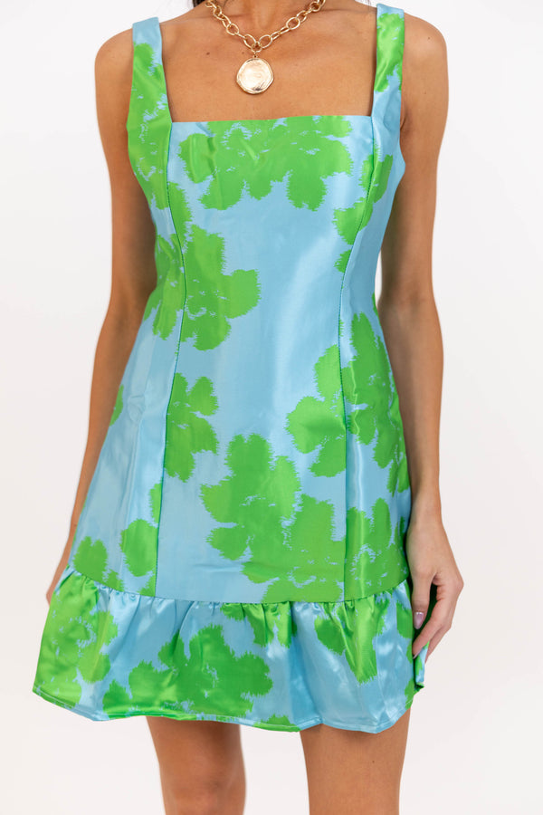 Rooted In Joy Blue Brocade Dress
