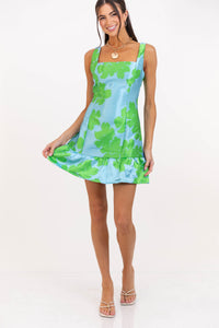 Rooted In Joy Blue Brocade Dress