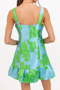 Rooted In Joy Blue Brocade Dress