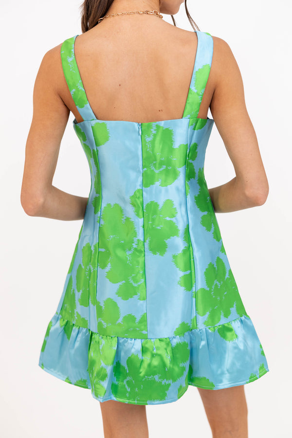 Rooted In Joy Blue Brocade Dress