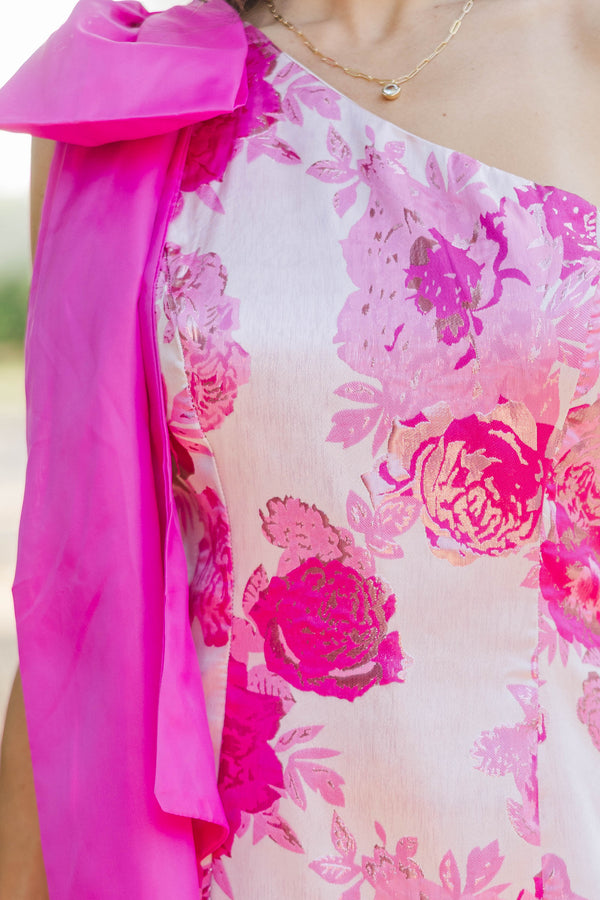 Lights Up Magenta Brocade Dress