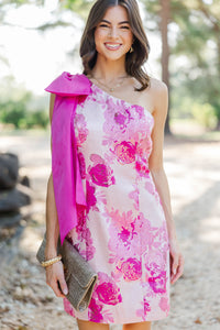 Lights Up Magenta Brocade Dress