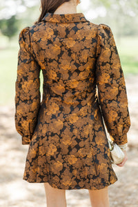 Midnight Mood Black Brocade Dress
