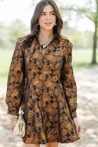 Midnight Mood Black Brocade Dress