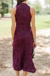 October Nights Plum Textured Midi Dress