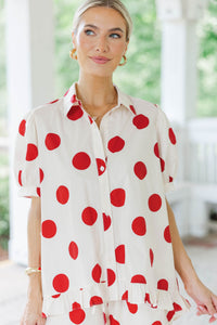 Made For Moments Cream/Red Polka Dot Blouse
