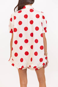 Made For Moments Cream/Red Polka Dot Blouse