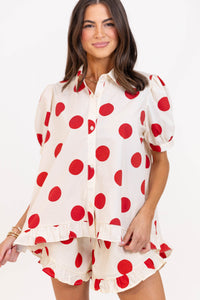 Made For Moments Cream/Red Polka Dot Blouse