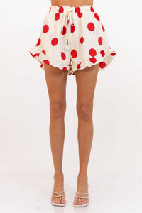 Everything You Love Cream/Red Polka Dot Shorts