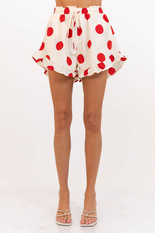 Everything You Love Cream/Red Polka Dot Shorts