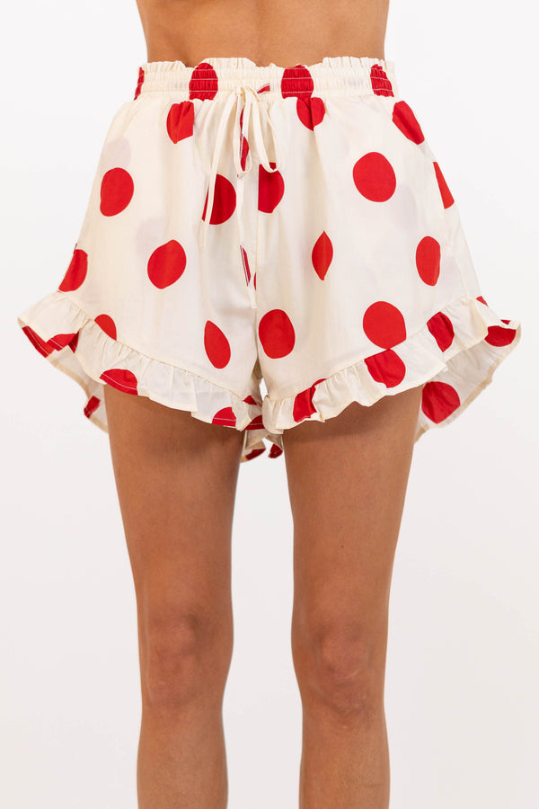 Everything You Love Cream/Red Polka Dot Shorts