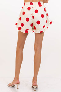 Everything You Love Cream/Red Polka Dot Shorts