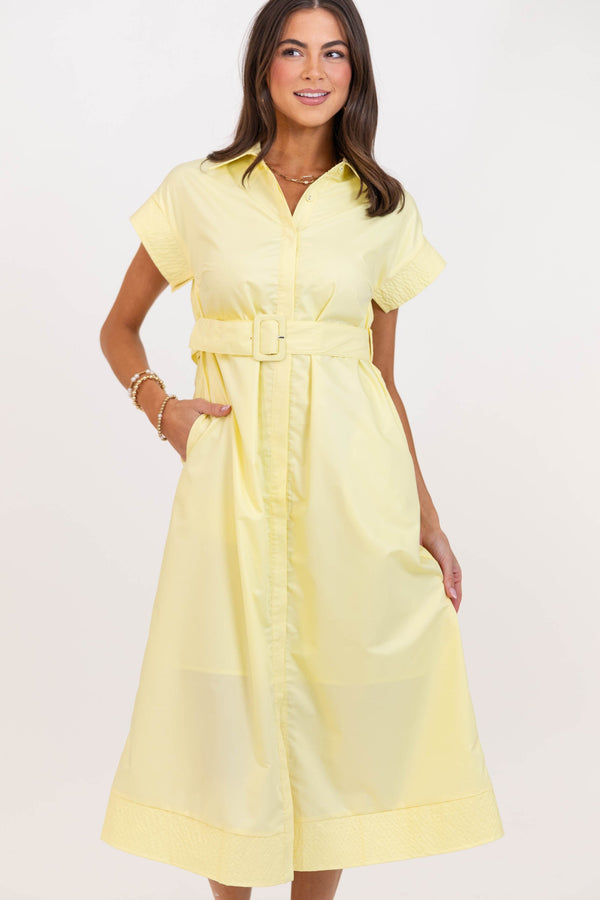 You Are The Good Yellow Midi Dress, Small - The Mint Julep Boutique