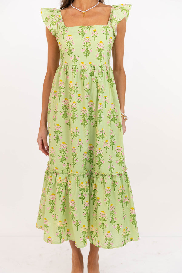 The Occasion Called For Her Green Floral Midi Dress