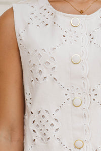 Beyond A Doubt White Eyelet Dress