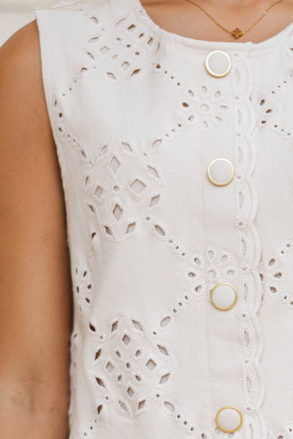 Beyond A Doubt White Eyelet Dress
