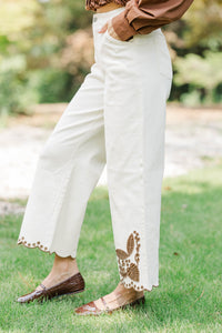 Light Up The Room White Embroidered Wide Leg Jeans