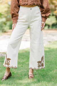 Light Up The Room White Embroidered Wide Leg Jeans